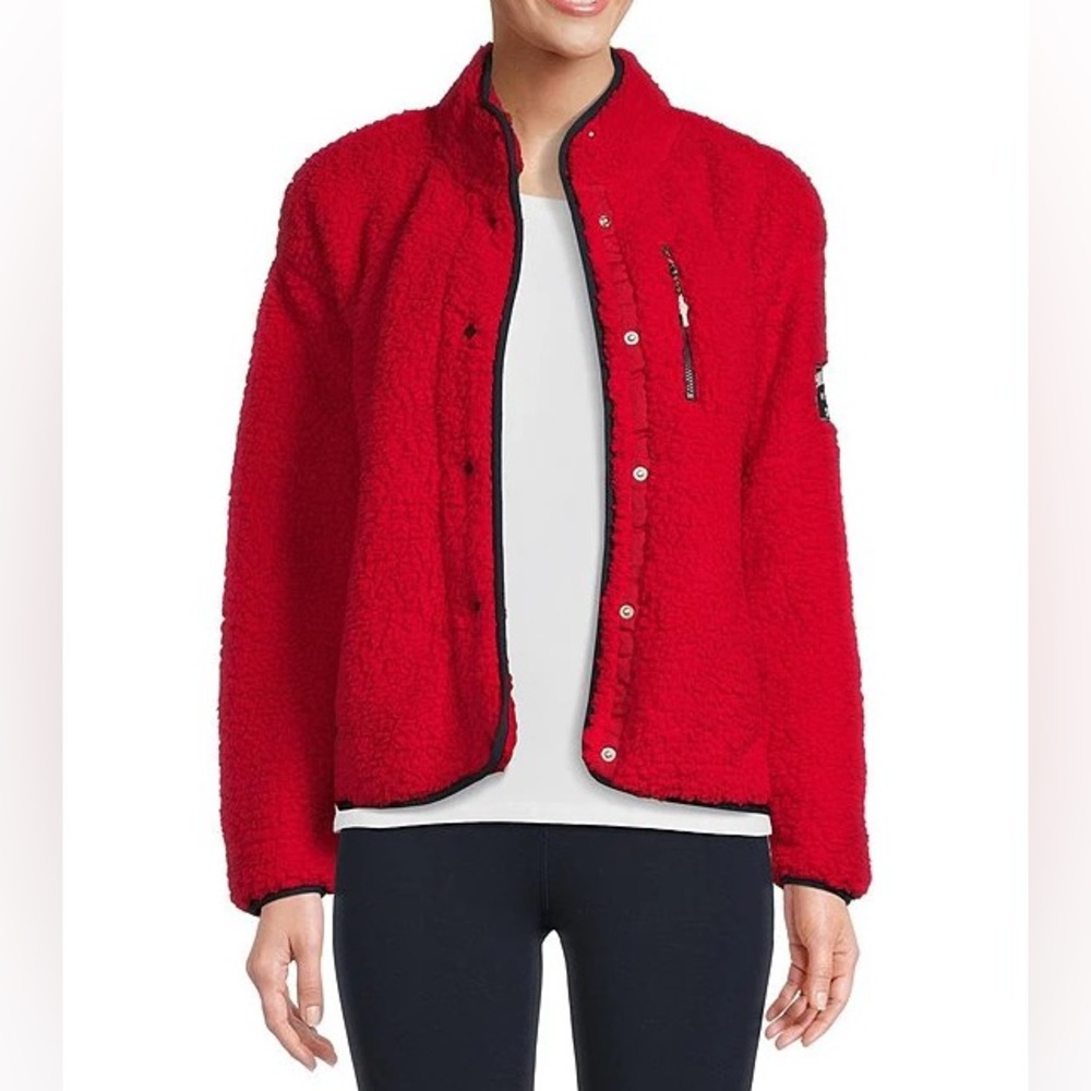 Sport Stand Collar Snap Front Sherpa Jacket NWT XL